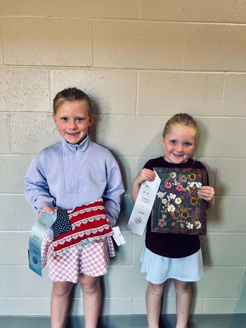 Lauren Boe and Finley Budish with their State Fair Projects